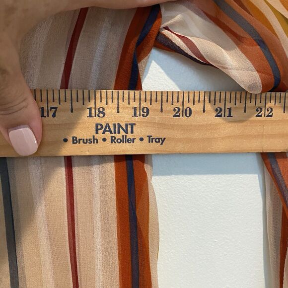 Maeve Anthropologie Top Women’s XS Gold Silk Striped Tiered Spring Colors - Picture 9 of 12
